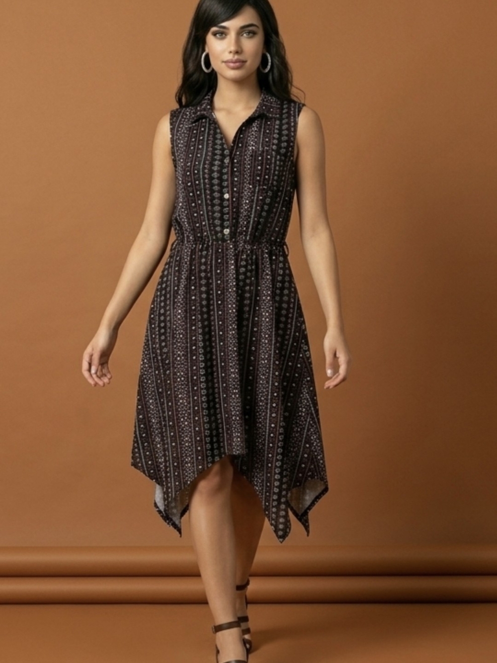 Boho Whimsigoth Sharkbite Sleeveless Shirt Dress Small (3-5) No Boundaries
